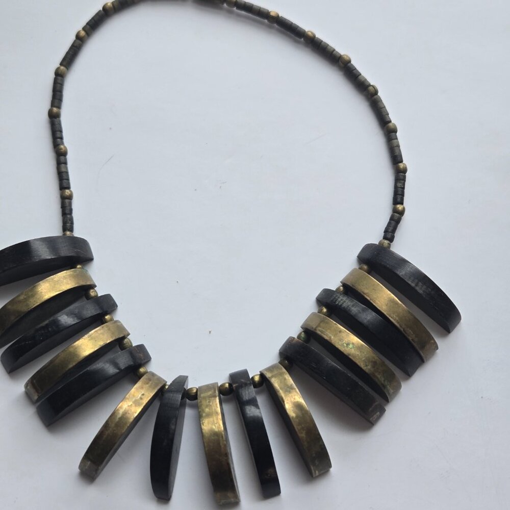 TORTOISE ART DECO STATEMENT NECKLACE BIB COLLAR